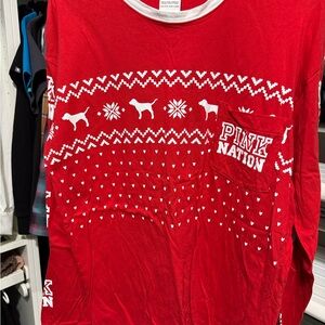 PINK Victoria's Secret Red Long Sleeve Tee